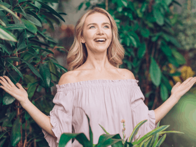 Happy person in plants