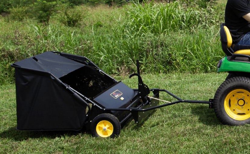 Lawn sweeper attached to mower