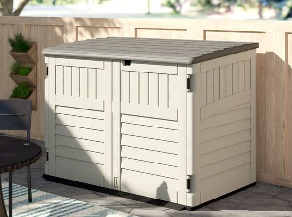 Suncast garbage storage shed