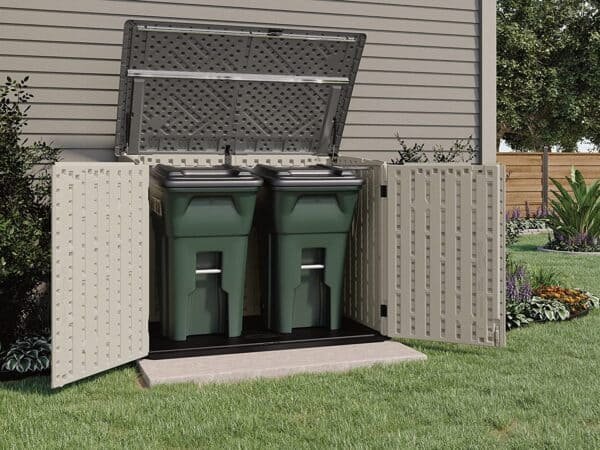 Suncast trash can shed