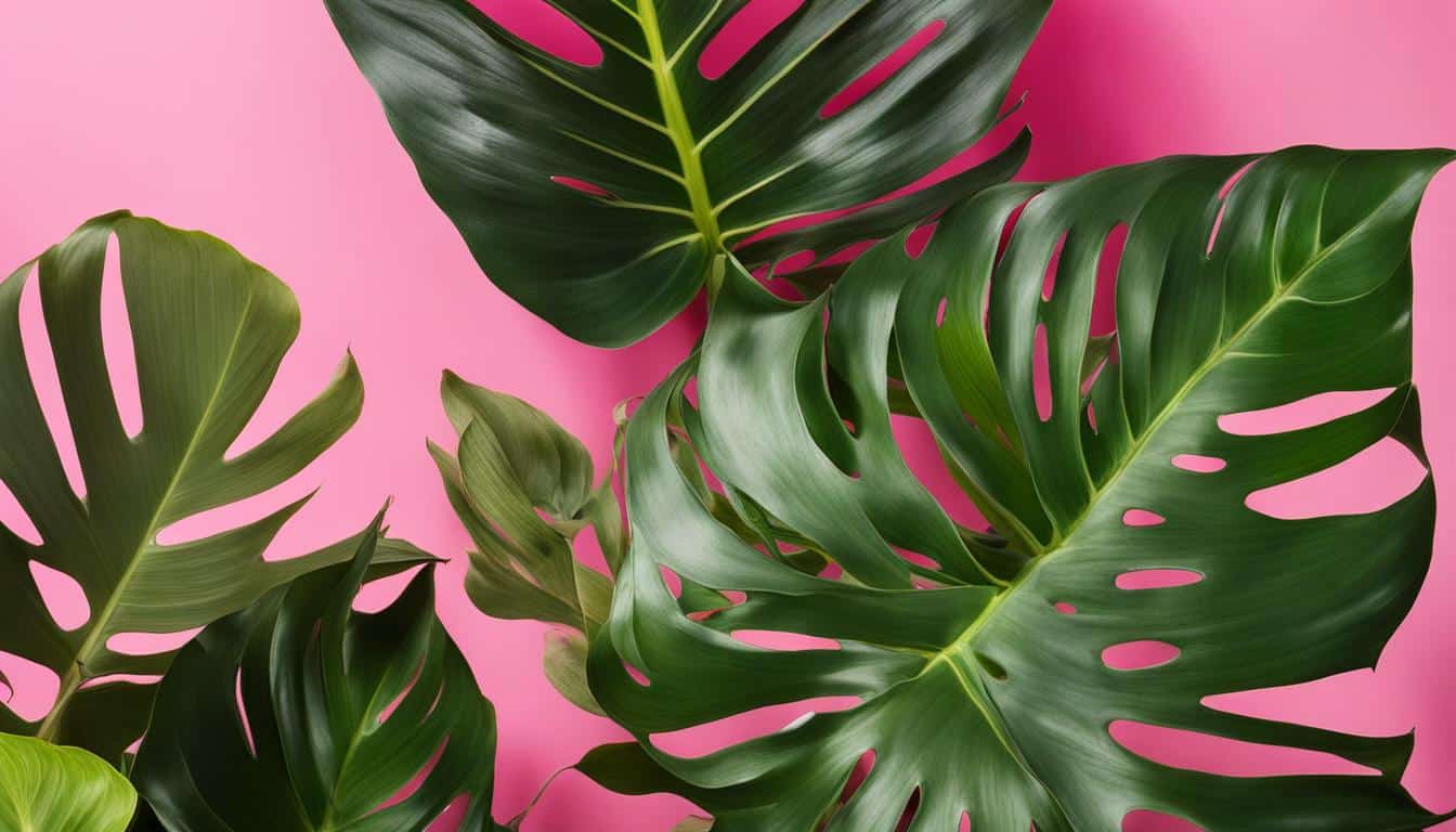 Philodendron birkin green and pink varieties